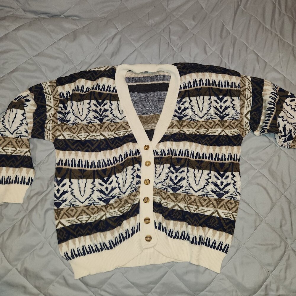 Vintage American Line Cardigan Sweater 100% Cotton Size 42 Made in USA